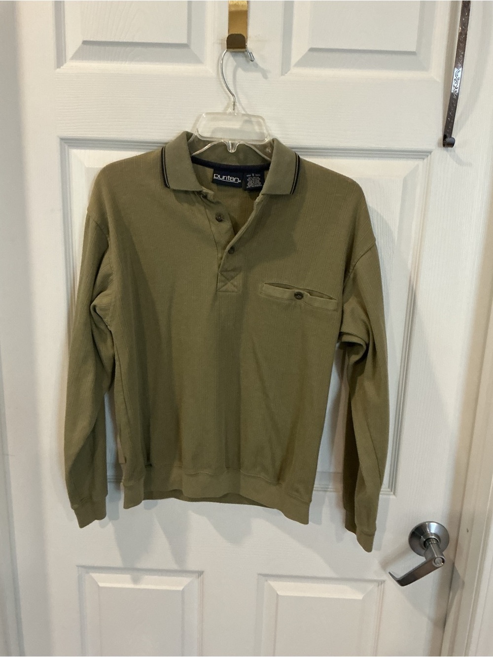 Olive Green Long-Sleeve Polo Shirt